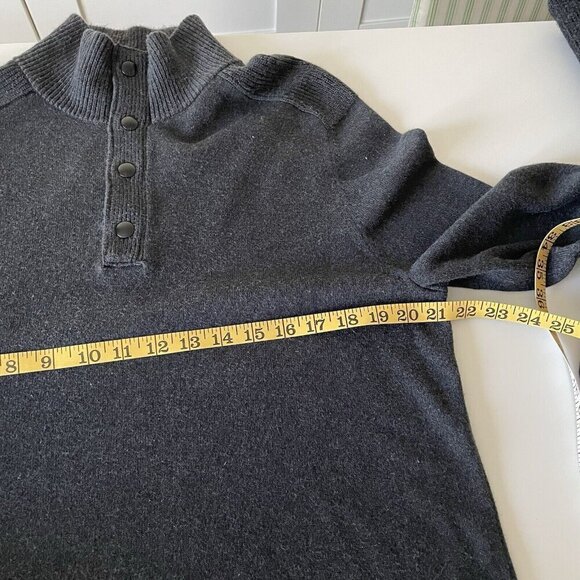 Banana Republic Size M Gray Cotton Silk Quarter Snap Mock Neck Pullover Sweater - Picture 9 of 10